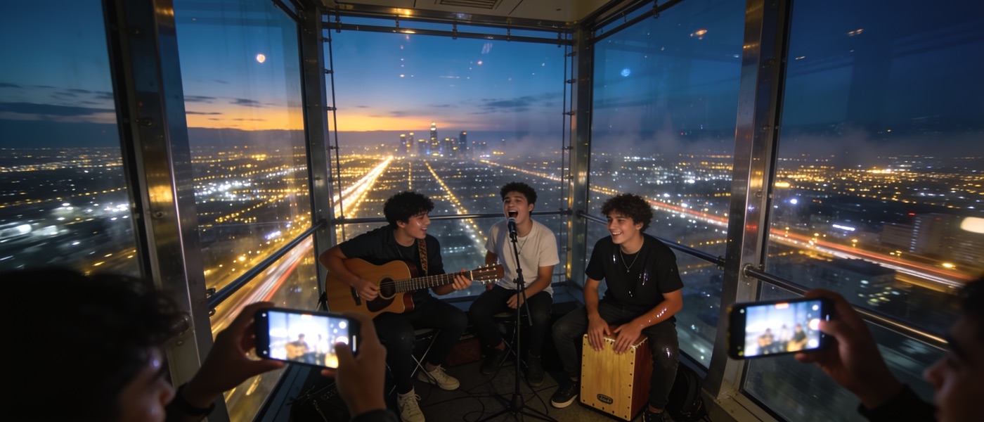 Cable Car Choir — young musicians performing in an aerial cable car